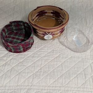 Longaberger Tree Trimming 2010 Little Falling Snow Basket, Liner, Protector, Tie